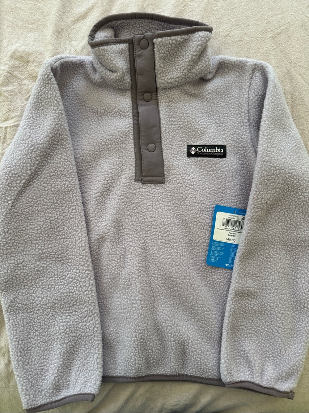 Columbia Kids Light Purple Sherpa Snap Pullover